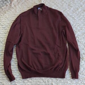 Southern Tide Skipjack Large Men's Burgundy Sweater Merino Blend Half Zip